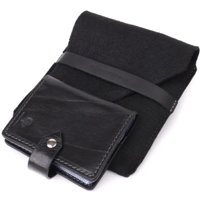 Візитниця унісекс з натуральної гладкої шкіри GRANDE PELLE 22941 Чорна