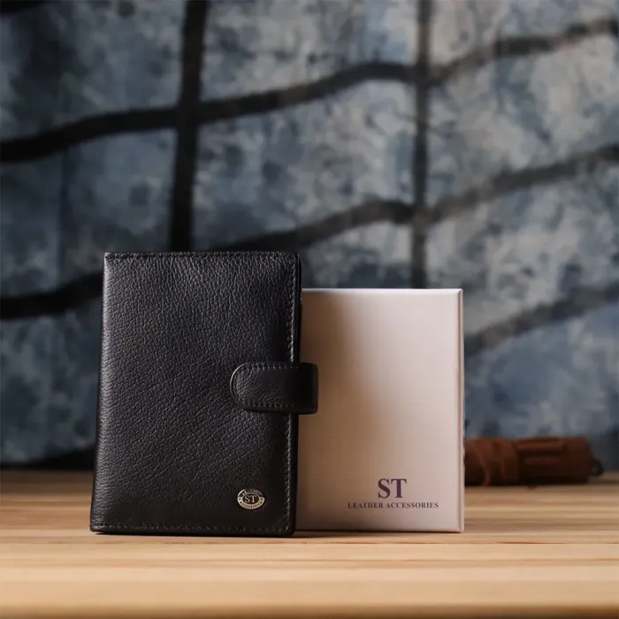 Містка обкладинка на документи унісекс з натуральної шкіри ST Leather 23116 Чорний