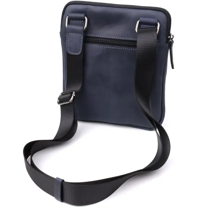 Сумка невеликого розміру для чоловіків на плече з натуральної шкіри Shvigel 23148 ​​Синій