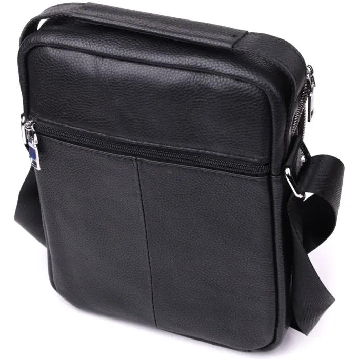 Чоловіча вертикальна сумка з натуральної шкіри Vintage 15112 Чорний