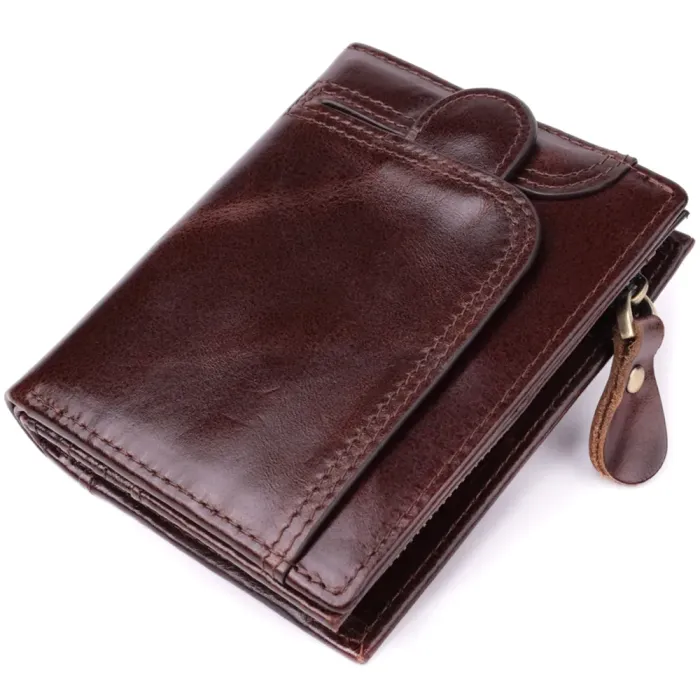 Вертикальний чоловічий гаманець із натуральної шкіри Vintage 15096 Коричневий