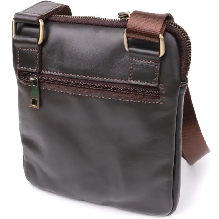 Елегантна чоловіча сумка з гладкої натуральної шкіри Shvigel 23150 Коричневий