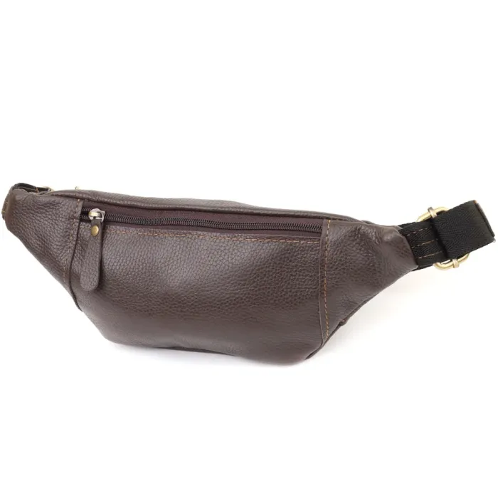 Сумка-бананка для чоловіків з натуральної зернистої шкіри Shvigel 23128 Коричневий