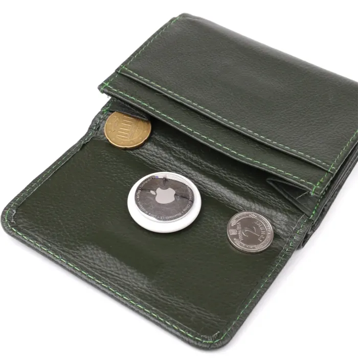 Маленький гаманець зручного формату із натуральної шкіри ST Leather 23076 Зелений