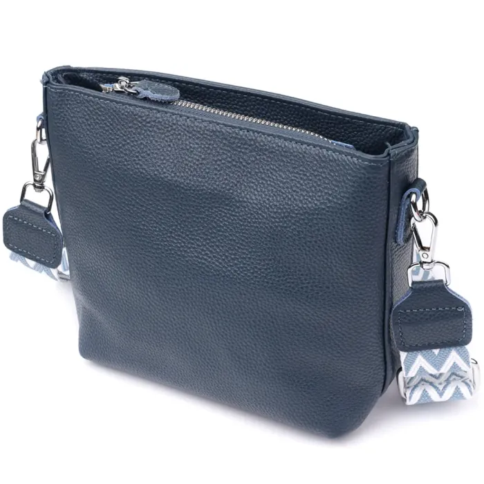 Повсякденна сумка жіноча на плече з натуральної шкіри Vintage 22911 Блакитний