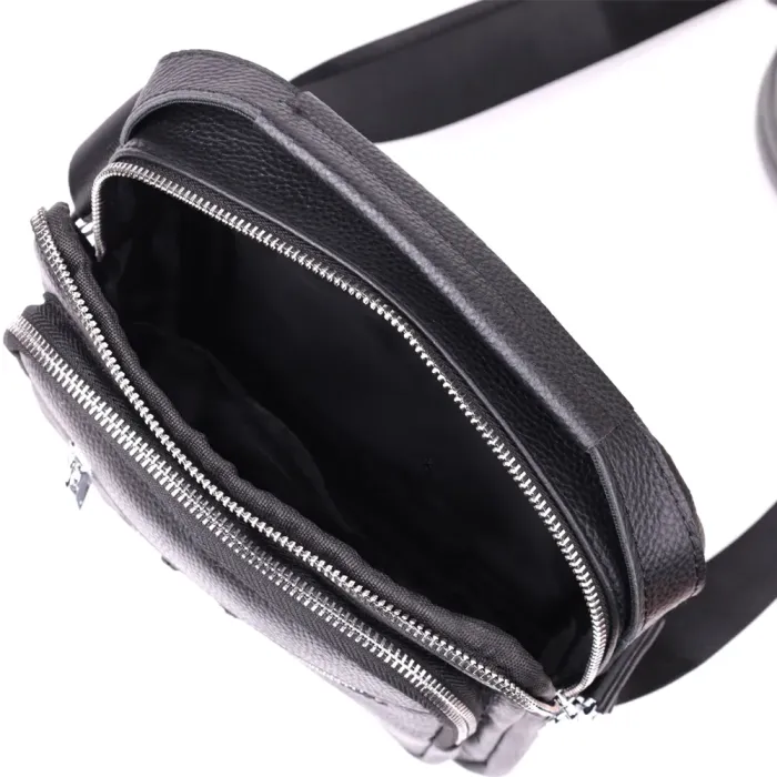 Чоловіча вертикальна сумка з натуральної шкіри Vintage 15112 Чорний