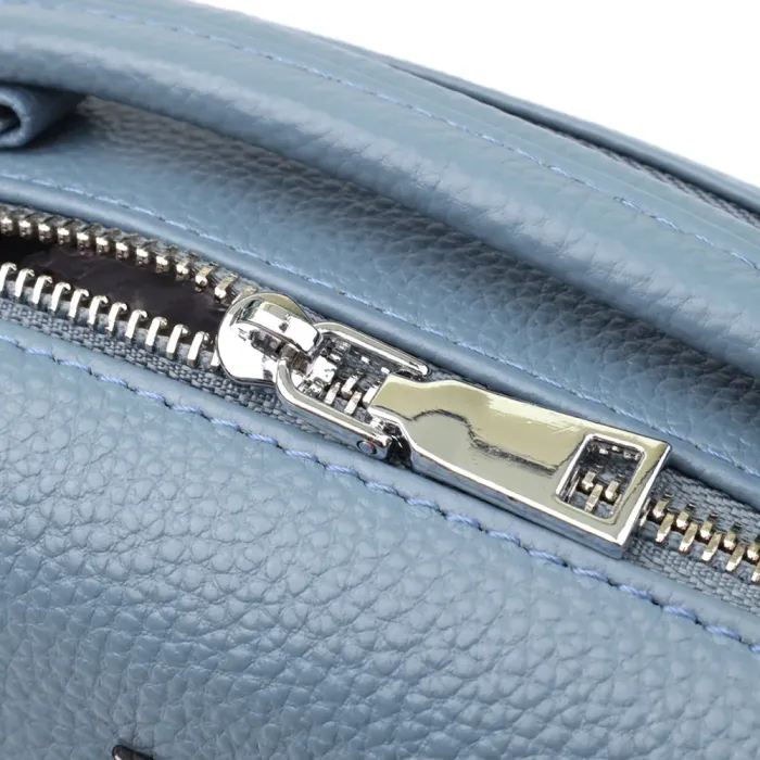 Елегантна сумка жіноча з двома секціями з натуральної шкіри Vintage 22920 Блакитний