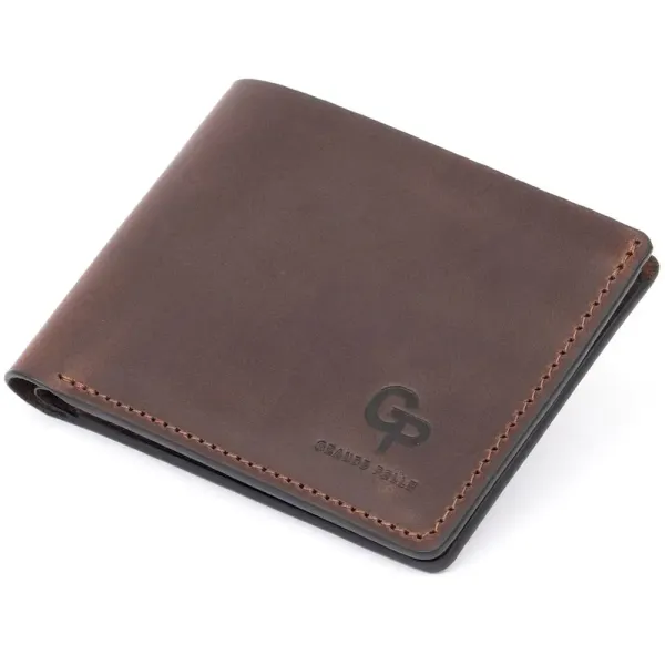  Тонке горизонтальне портмоне Cardi без застібки у вінтажній шкірі GRANDE PELLE 11310 Коричневе