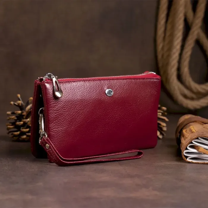 Місткий клатч на два відділення жіночий ST Leather 19249 Бордовий