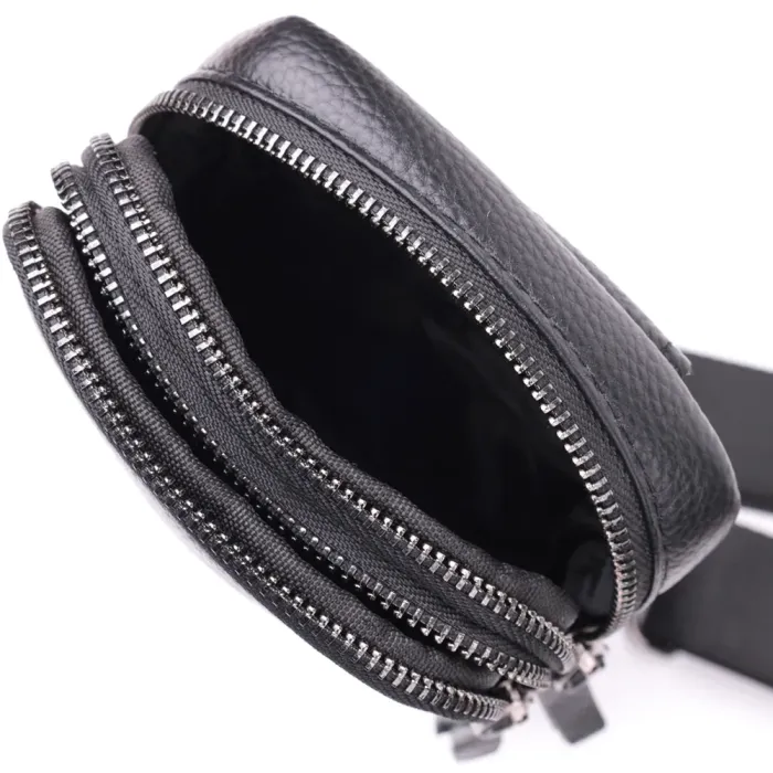 Невелика слінг сумка для чоловіків з натуральної шкіри Vintage 15105 Чорний