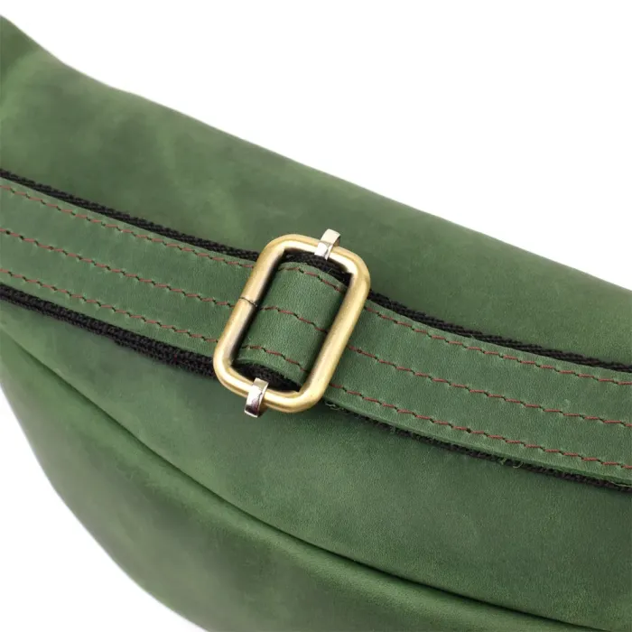 Стильна чоловіча бананка відмінної якості з натуральної шкіри вінтажної шкіри Shvigel 23142 Зелений