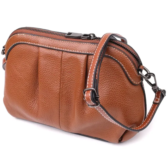 Жіноча сумка з драпіруванням з натуральної шкіри Vintage 22895