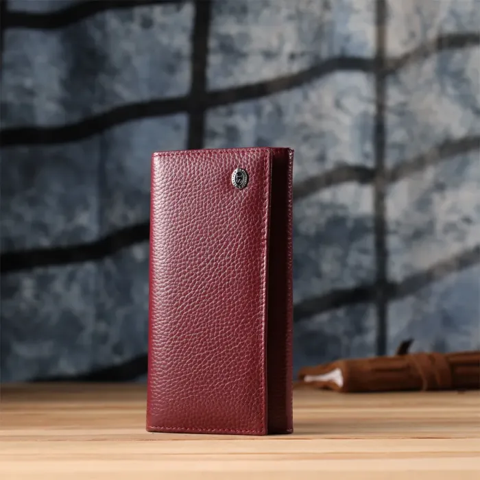 Практичний вертикальний гаманець із натуральної шкіри ST Leather 23085 Бордовий