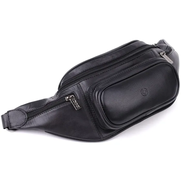 Цікава чоловіча сумка на пояс із гладкої натуральної шкіри Tony Perotti 20880_1 (6000 nero) Чорний