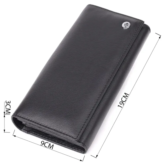Солідний жіночий гаманець із натуральної шкіри ST Leather 23088 Чорний