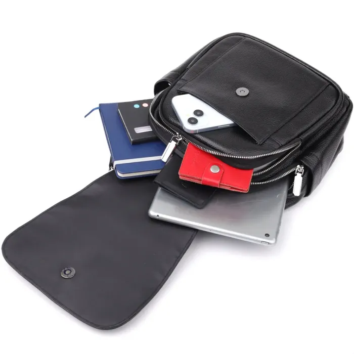 Компактний жіночий рюкзак з натуральної шкіри Vintage 23058 Чорний