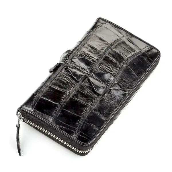 Гаманець-клатч CROCODILE LEATHER 18024 із натуральної шкіри крокодила Чорний