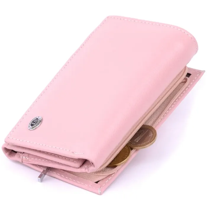 Гаманець горизонтальний із монетником на блискавці жіночий ST Leather 19364 Пудровий