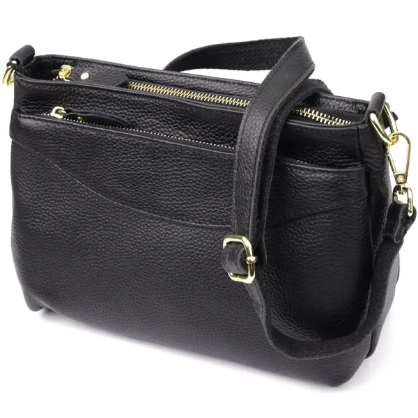 Класична жіноча сумка з жорстким дном із натуральної шкіри Vintage 22987 Чорний