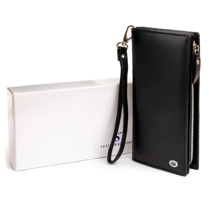 Вертикальний гаманець шкіряний ST Leather 19274 Чорний