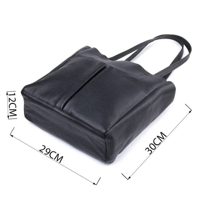 Зручна сумка-шоппер із натуральної шкіри Shvigel 22845 Чорна