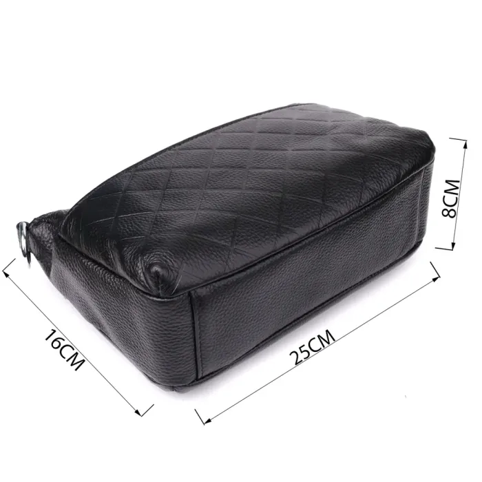 Стильна жіноча сумка з двома ремінцями із натуральної шкіри Vintage 22926 Чорний