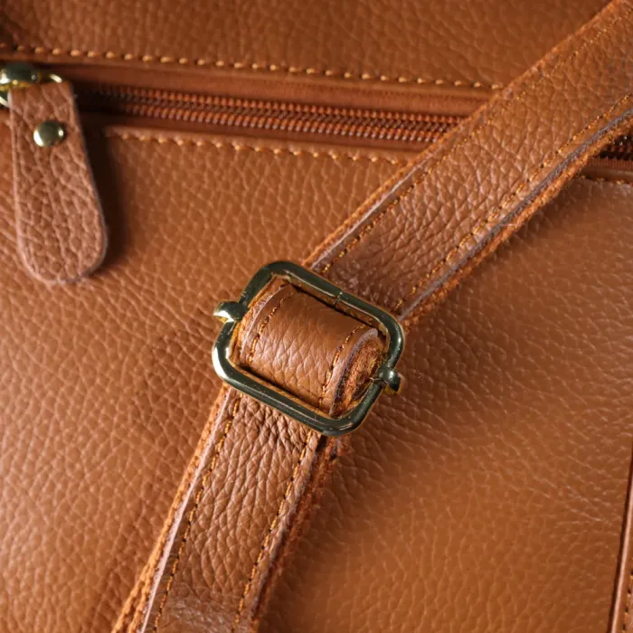 Практична жіноча сумка на три відділення з натуральної шкіри 15123 Vintage Рудий