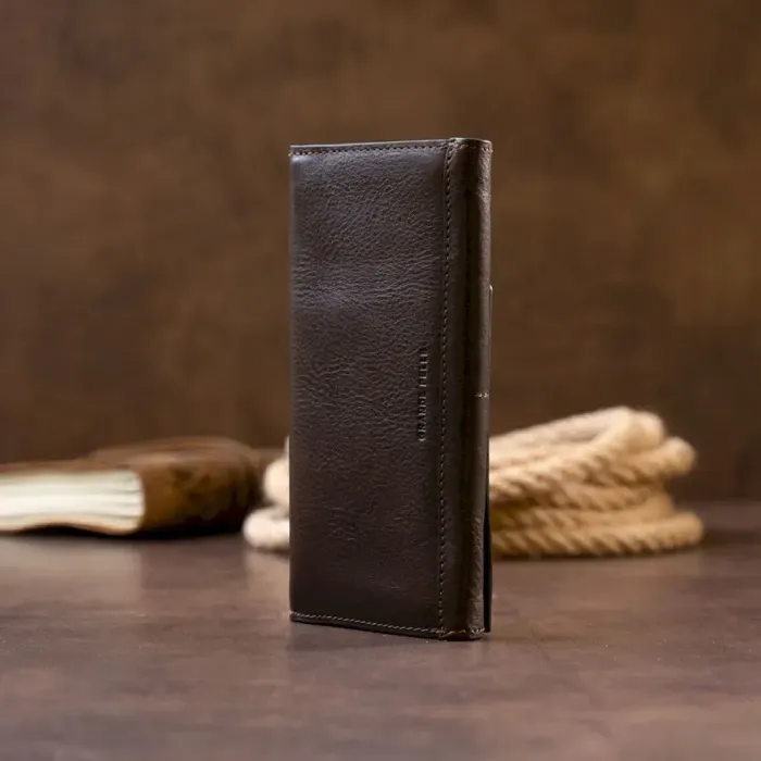 Горизонтальный клатч глянцевый на магните GRANDE PELLE 11317 Шоколадный