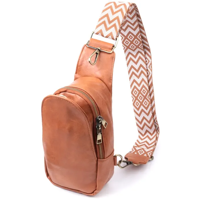 Цікава сумка через плече в модному кольорі з екошкіри Vintage 22793 Рудий