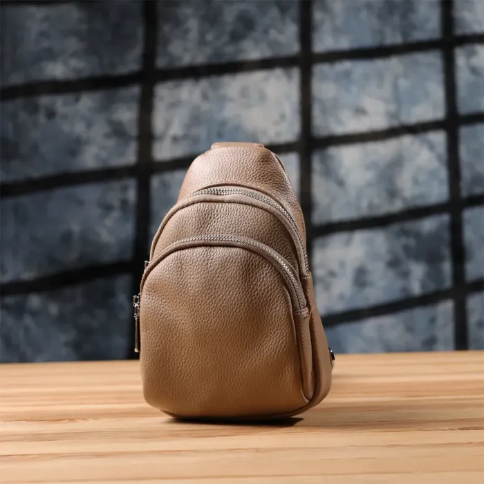 Слінг сумка з натуральної шкіри для жінок Vintage 22939 Бежевий