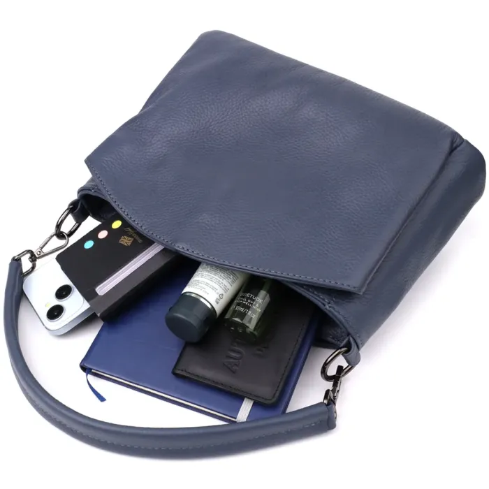 Стильна сумка на плече з натуральної шкіри Vintage 23009 Синій