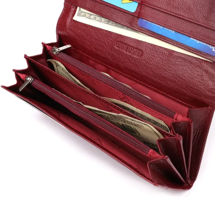 Жіночий гаманець з кишенею для телефону з натуральної шкіри ST Leather 23069 Бордовий