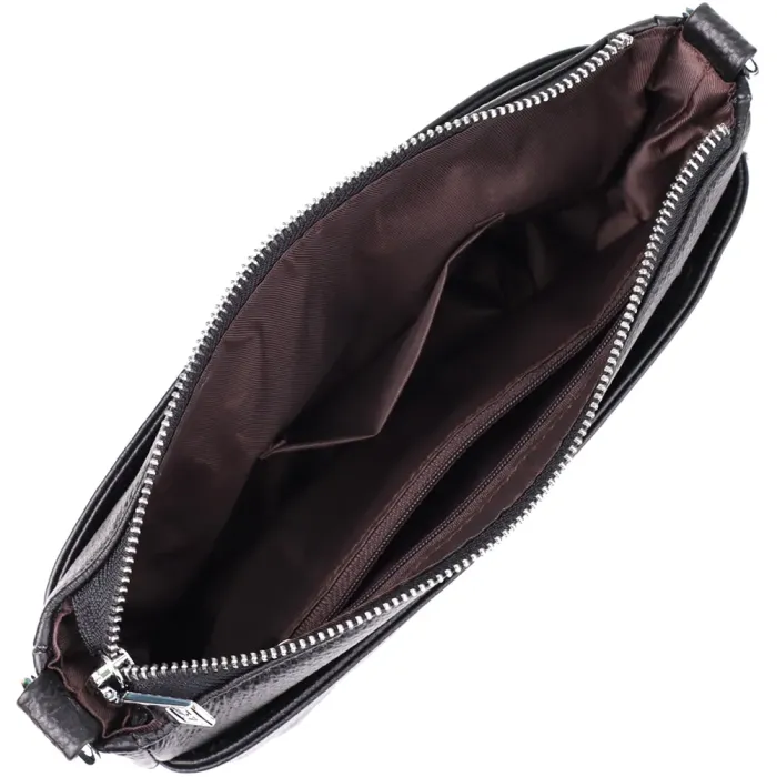 Стильна жіноча сумка з двома ремінцями із натуральної шкіри Vintage 22926 Чорний