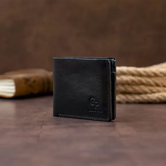 Портмоне вертикальне з круглим магнітом на два відділення GRANDE PELLE 11306 Чорне