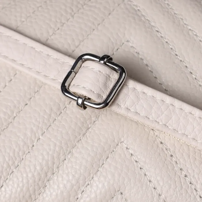 Модна сумка прошита трикутниками з натуральної шкіри Vintage 22910 Білий