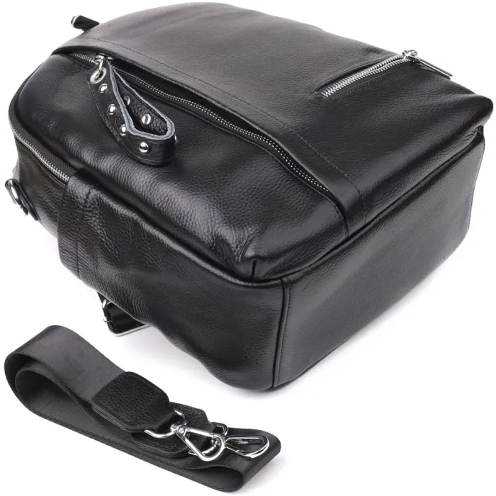 Красивий жіночий рюкзак з натуральної шкіри Vintage 23055 Чорний