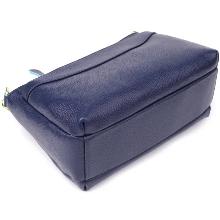 Елегантна жіноча шкіряна сумка з жорстким дном Vintage 22986 Синій