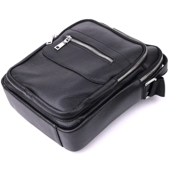 Стильна вертикальна сумка для чоловіків із натуральної шкіри Vintage 15113 Чорний