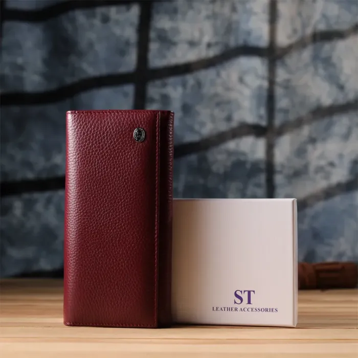 Практичний гаманець для жінок із натуральної шкіри ST Leather 23098 Бордовий