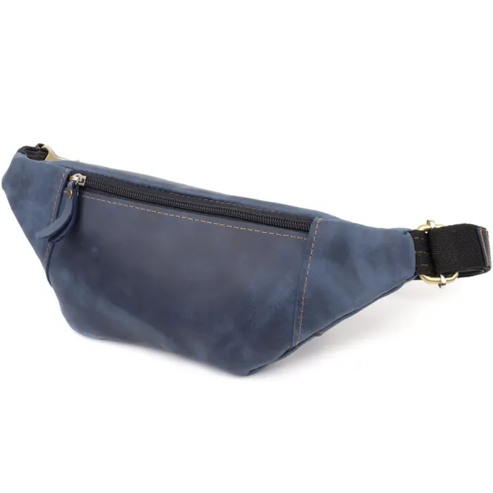 Красива сумка-бананка для чоловіків з натуральної vintage шкіри Shvigel 23123 Синій