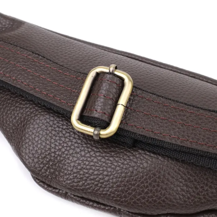 Модна сумка бананка для чоловіків із зернистої натуральної шкіри Shvigel 23137 Коричневий