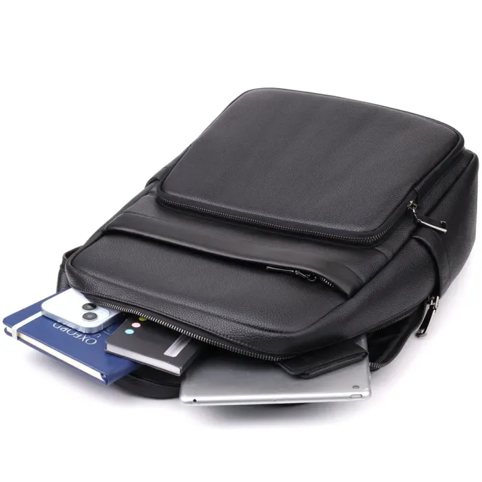 Зручний чоловічий рюкзак з натуральної шкіри Vintage 23052 Чорний