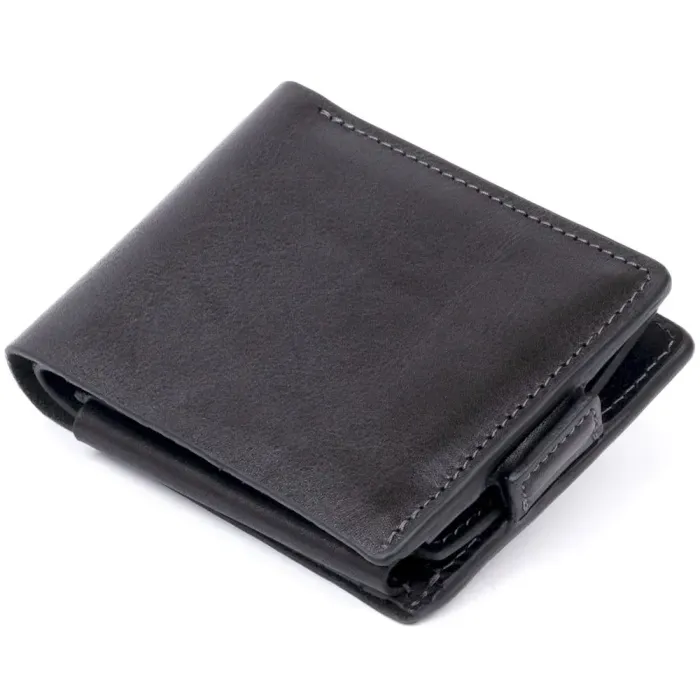 Портмоне горизонтальне Amico на магніті на два відділення GRANDE PELLE 11320 Чорне