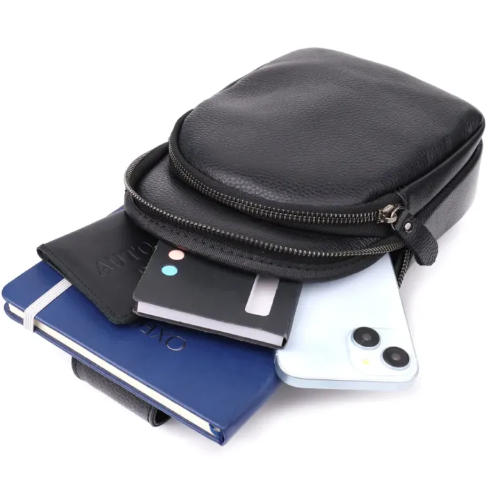 Чоловіча сумка через плече з натуральної шкіри Vintage 23032 Чорний