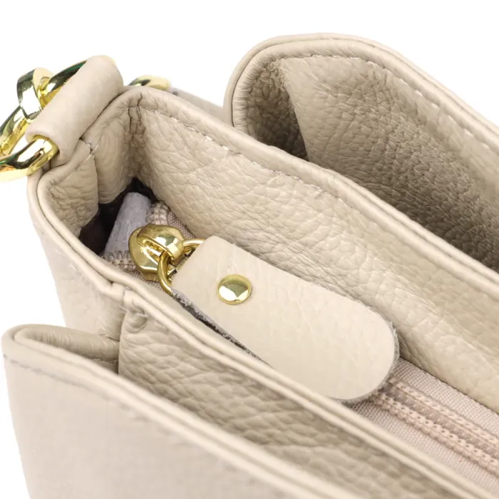 Зручна жіноча шкіряна сумка з трьома секціями Vintage 22980 Білий