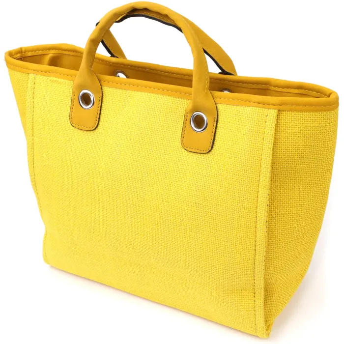 Яскрава жіноча сумка на літо з якісного текстилю Vintage 15135 Жовтий