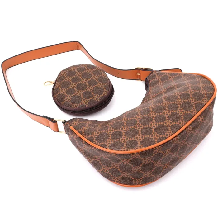 Жіноча сумка у формі півмісяця з екошкіри Vintage 15145 Коричневий