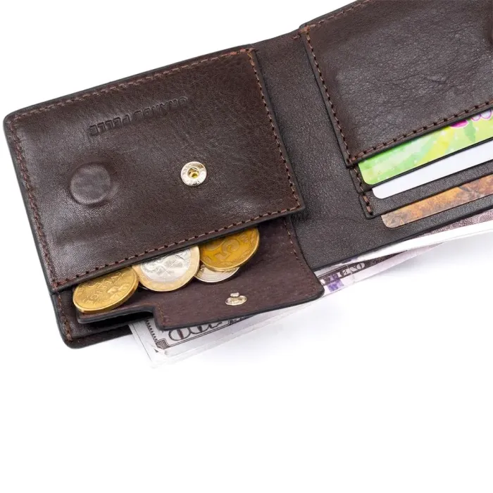 Суворий портмоне в гладкій шкірі на магнітах GRANDE PELLE 11307