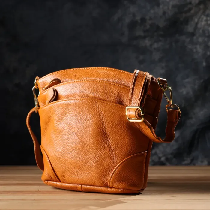 Невелика жіноча сумка з натуральної шкіри 15124 Vintage Рудий