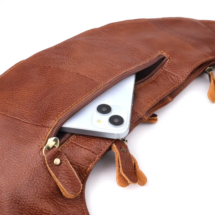 Зручна чоловіча сумка з великою кількістю кишень із натуральної шкіри Vintage 22963 Коричневий